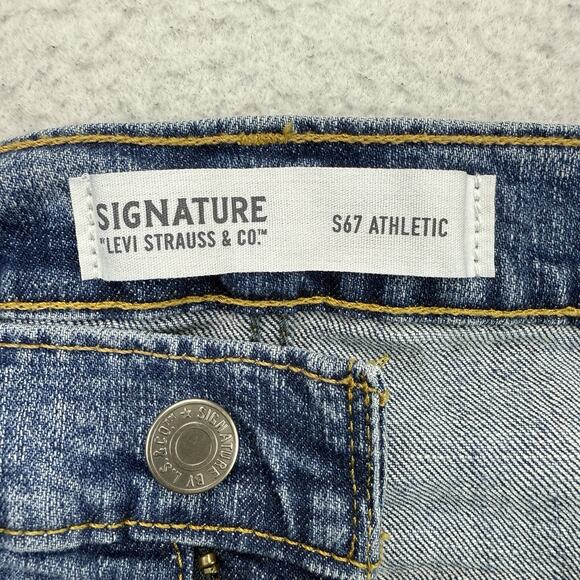 Levis Jeans Mens 42 X 30 Blue Denim S67 Athletic Straight Signature Medium Wash - Picture 8 of 12